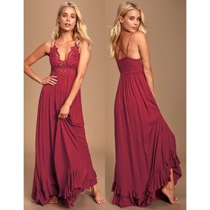 FREE PEOPLE • adella maxi dress • cranberry